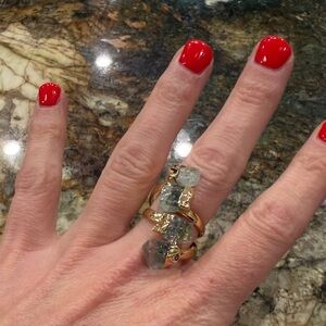 Aquamarine Gold metal adjustable Ring